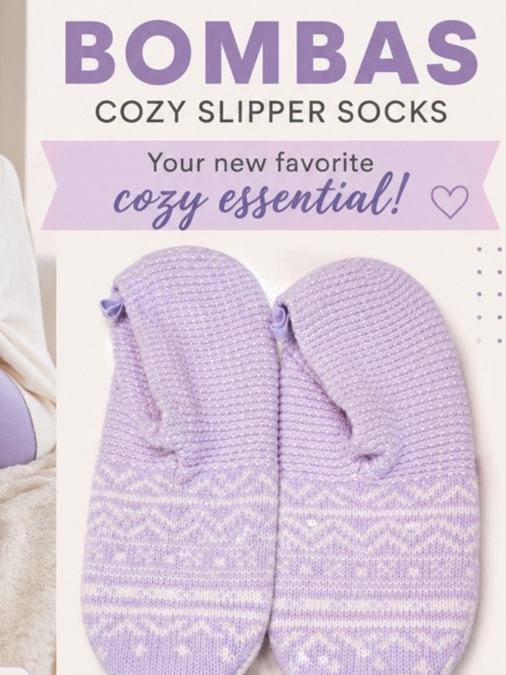Bombas Kids Cozy Slipper Socks - Lavender Purple - Picture 2 of 6